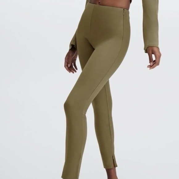 Fabletics Pants - Fabletics NWT Ponte Skinny Zip-Split Pant Tall Olive Green High Rise Large